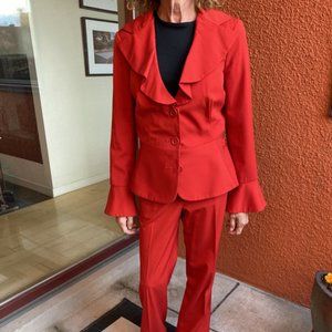 Trina Turk pant suit, red, size 6 jacket and sz 2 trousers